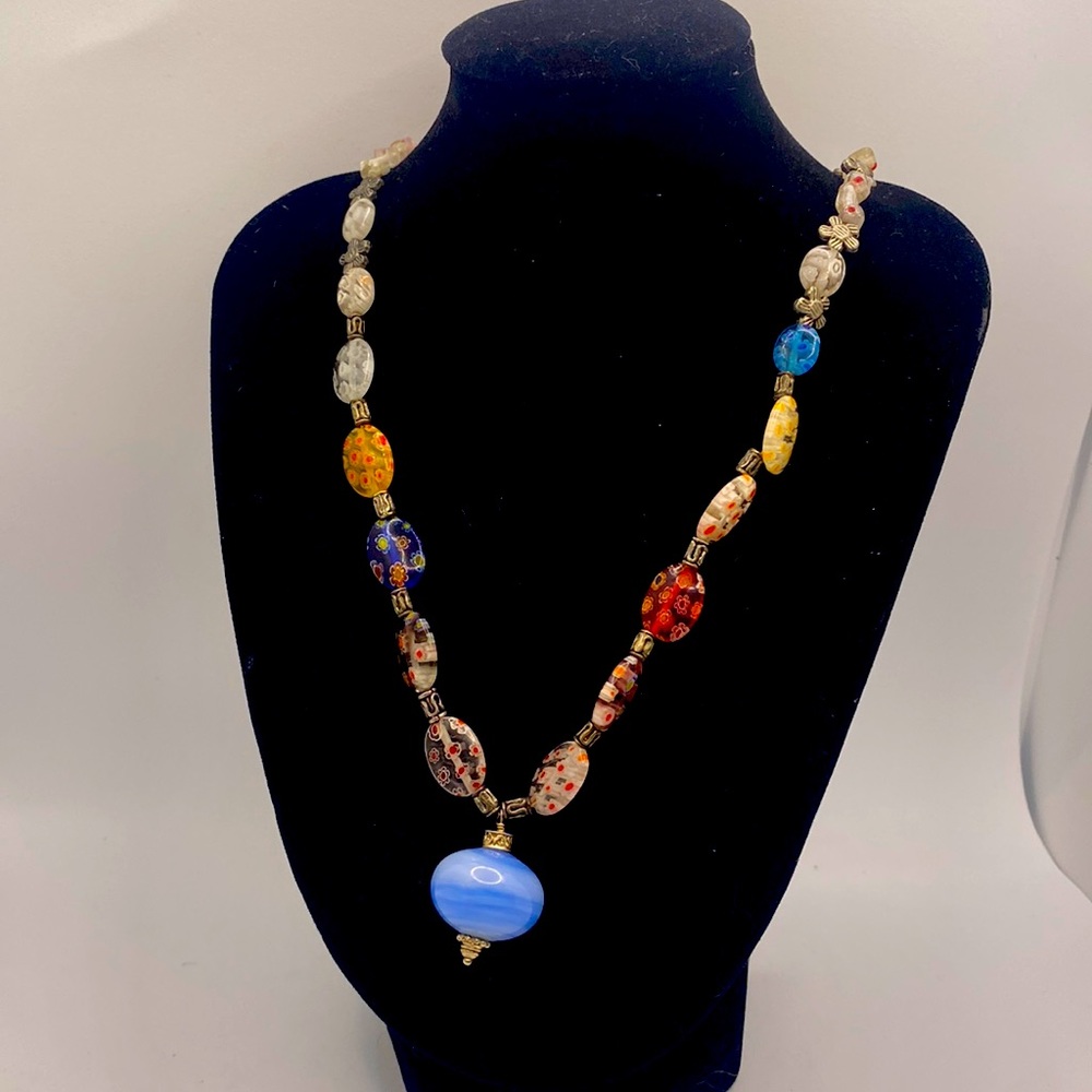 Hand Made Glass Beads with Sterling Silver Heart Toggle Clsp